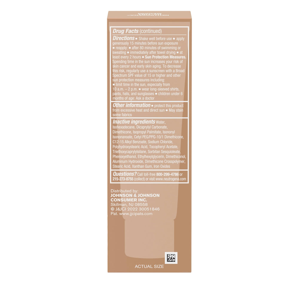 Neutrogena Purescreen+ tinted sunscreen packaging designed for makeup-ready skin