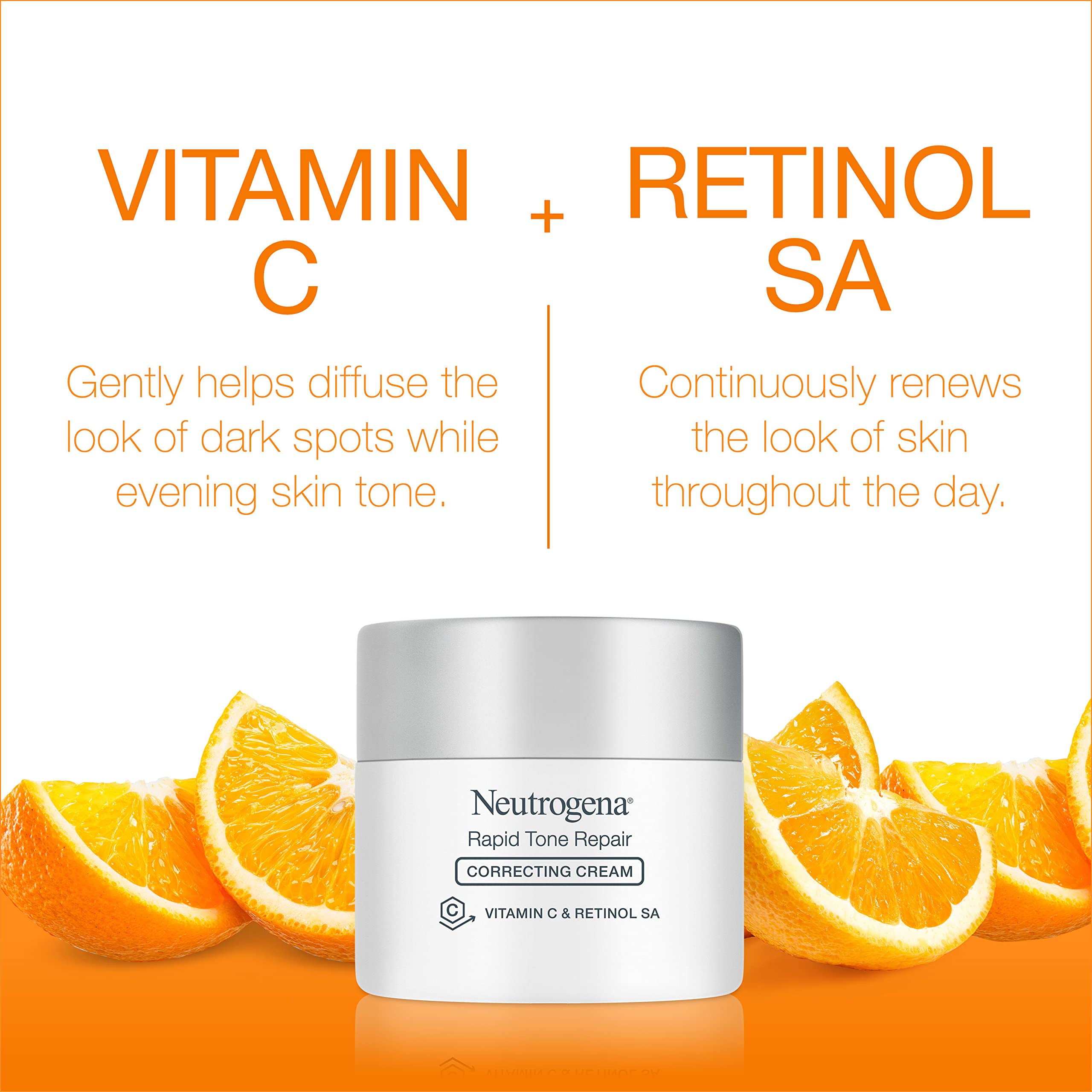 Neutrogena Rapid Tone Repair cream texture close-up highlighting smooth, hydrating formula.
