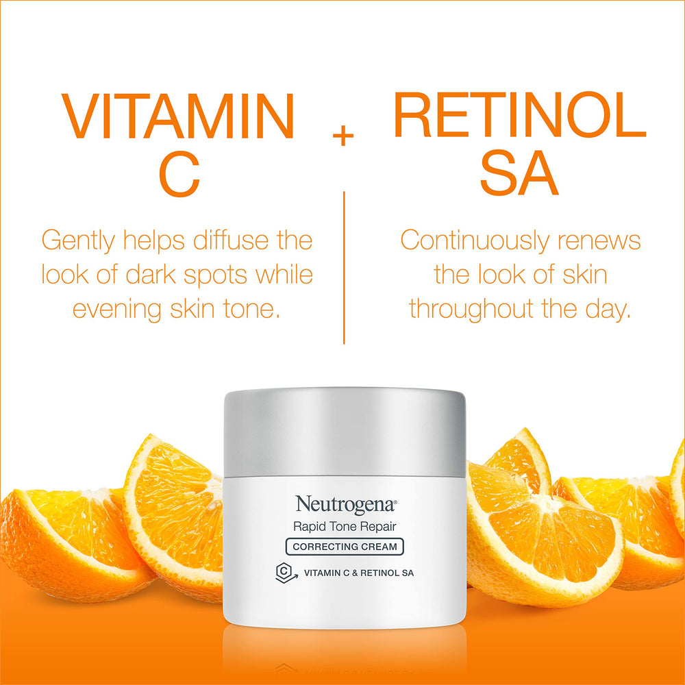 Neutrogena Rapid Tone Repair cream texture close-up highlighting smooth, hydrating formula.