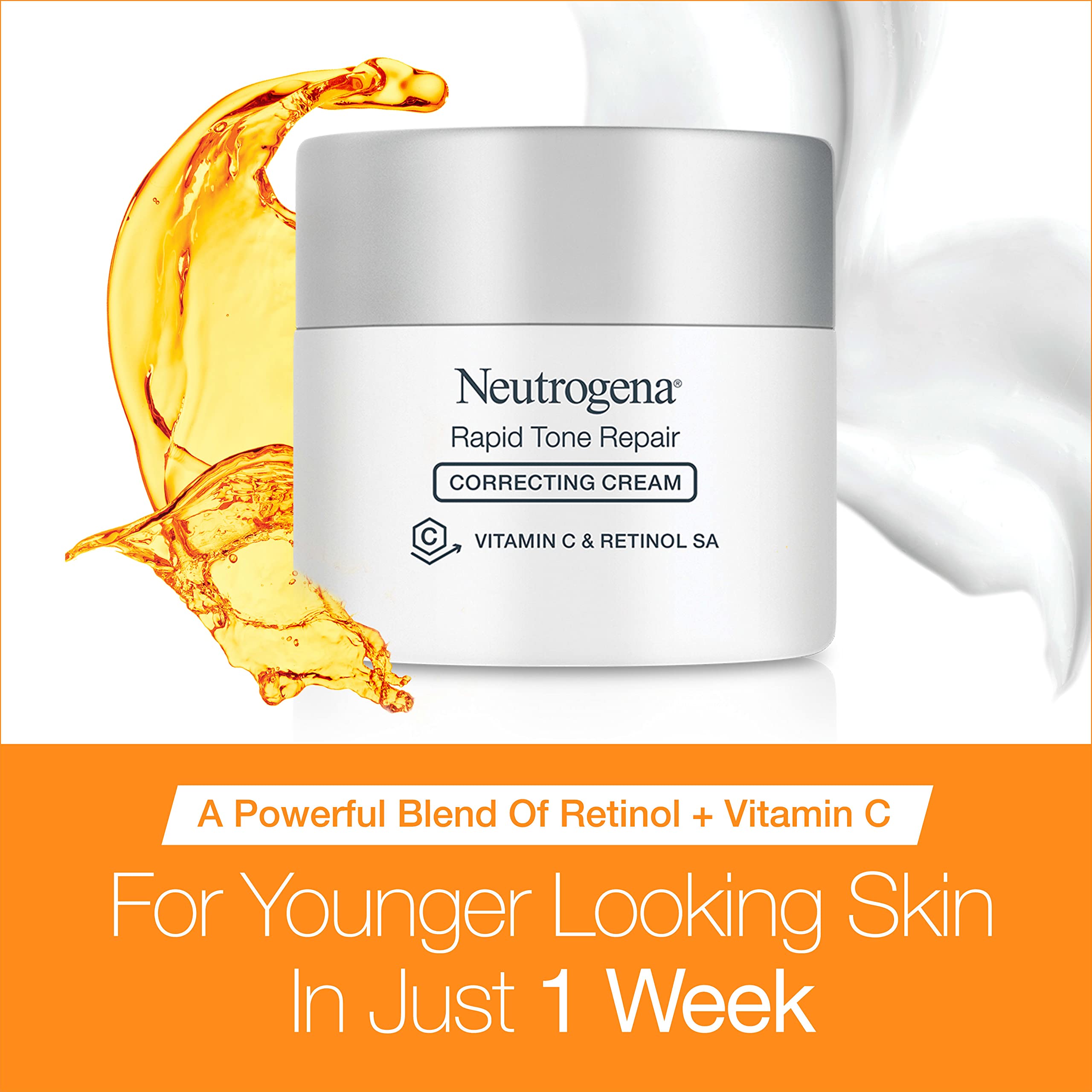 Neutrogena Rapid Tone Repair jar back label with ingredients and directions.