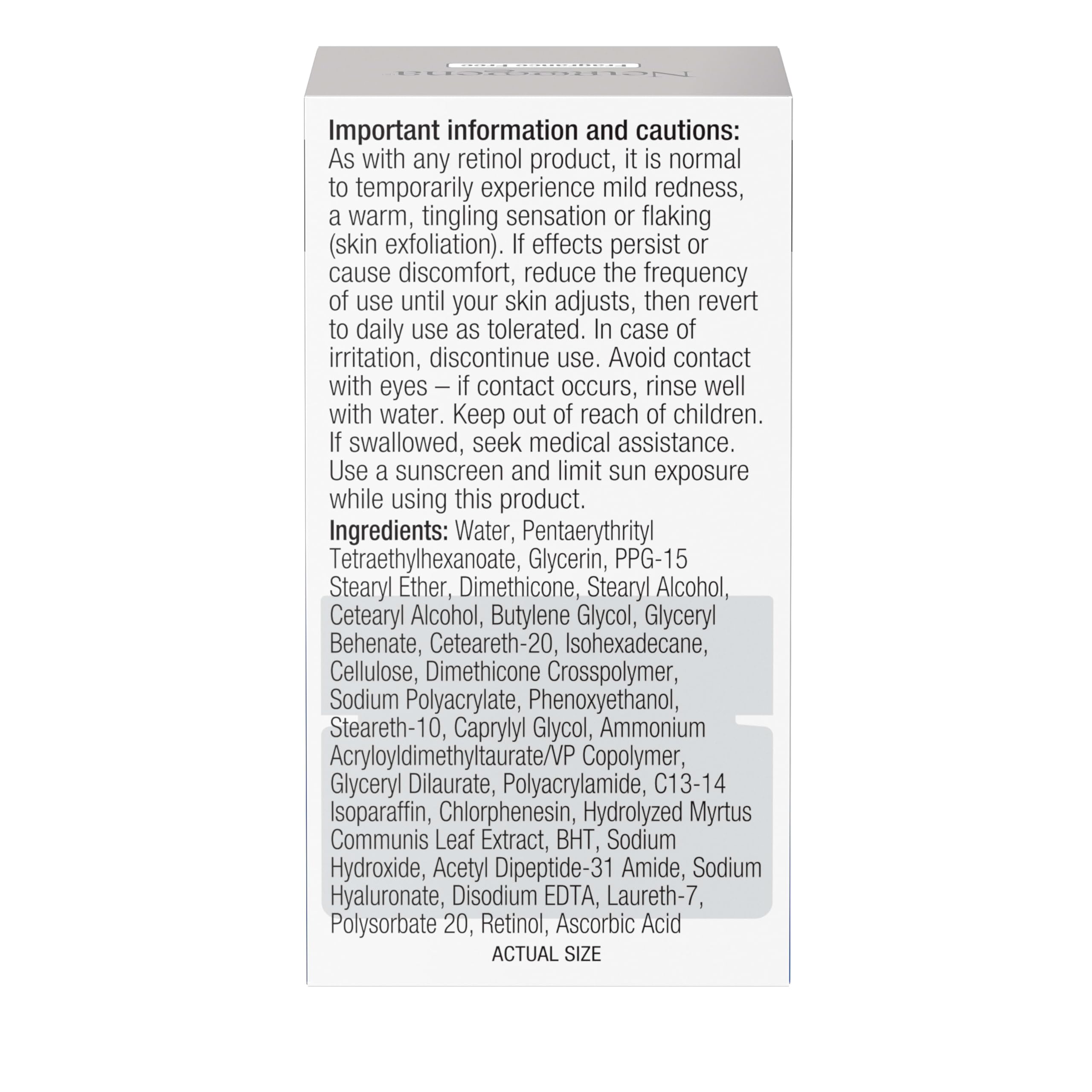 Neutrogena eye cream fragrance-free label highlighting gentle formula.