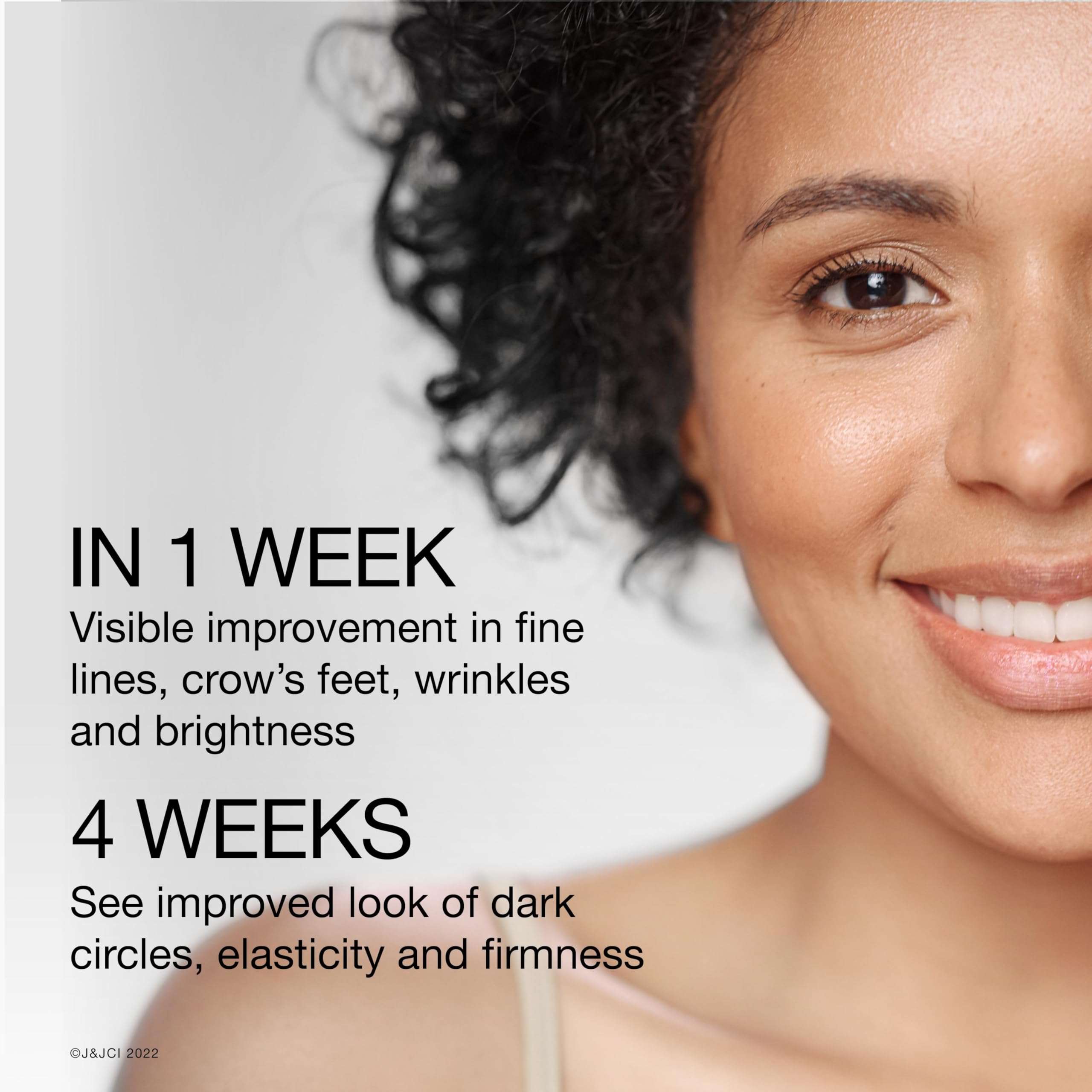 Neutrogena Rapid Wrinkle Repair eye cream applied under the eye helps address fine lines.