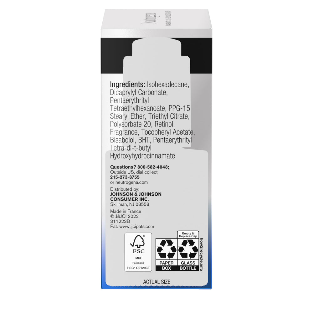 Neutrogena Rapid Wrinkle Pro+ serum shown in a nighttime routine
