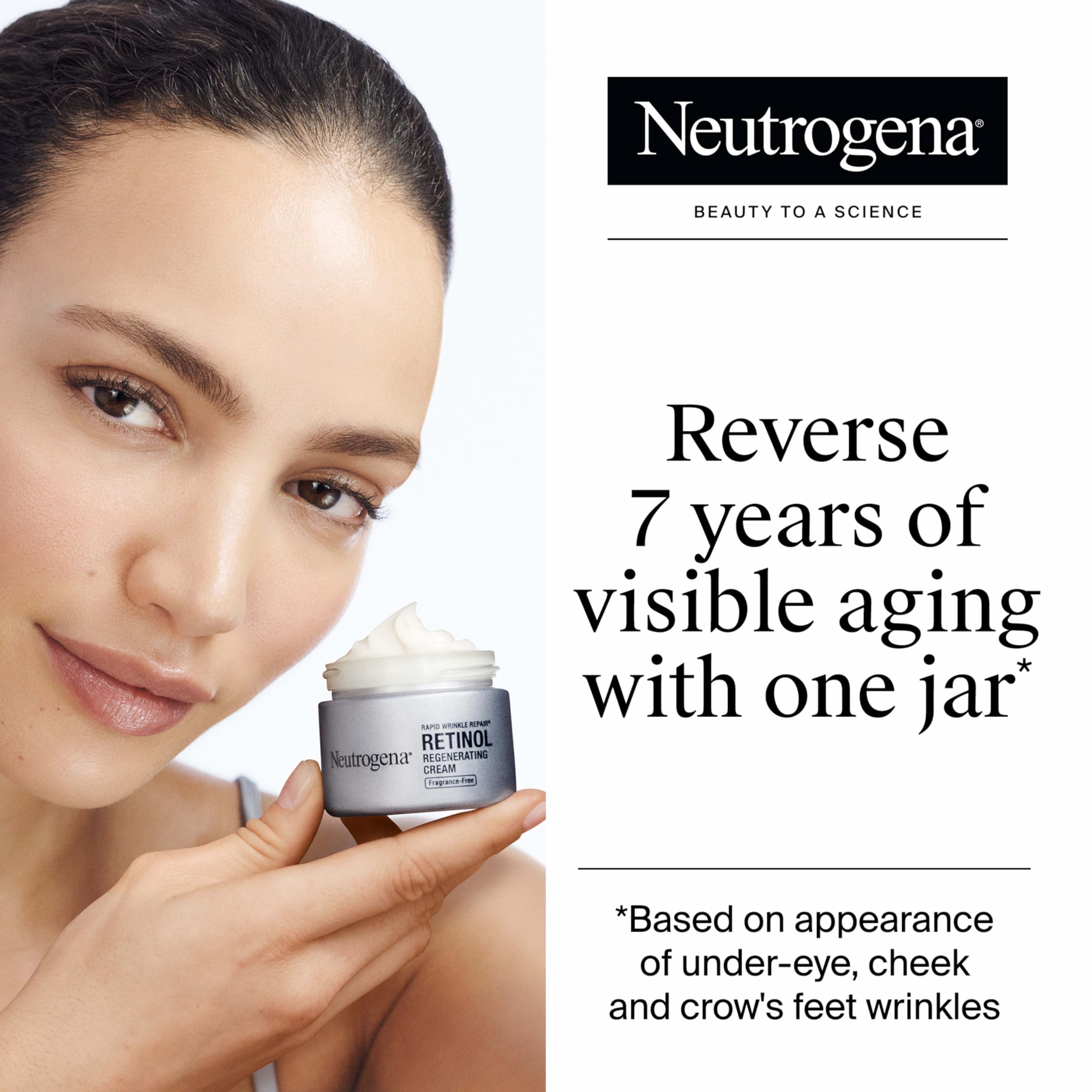 Product applied to the jawline to demonstrate daily face and neck use.
