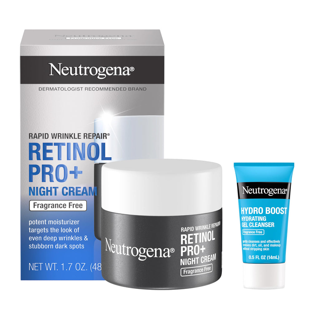 Neutrogena Rapid Wrinkle Repair night cream jar, targets deep wrinkles for smoother skin.