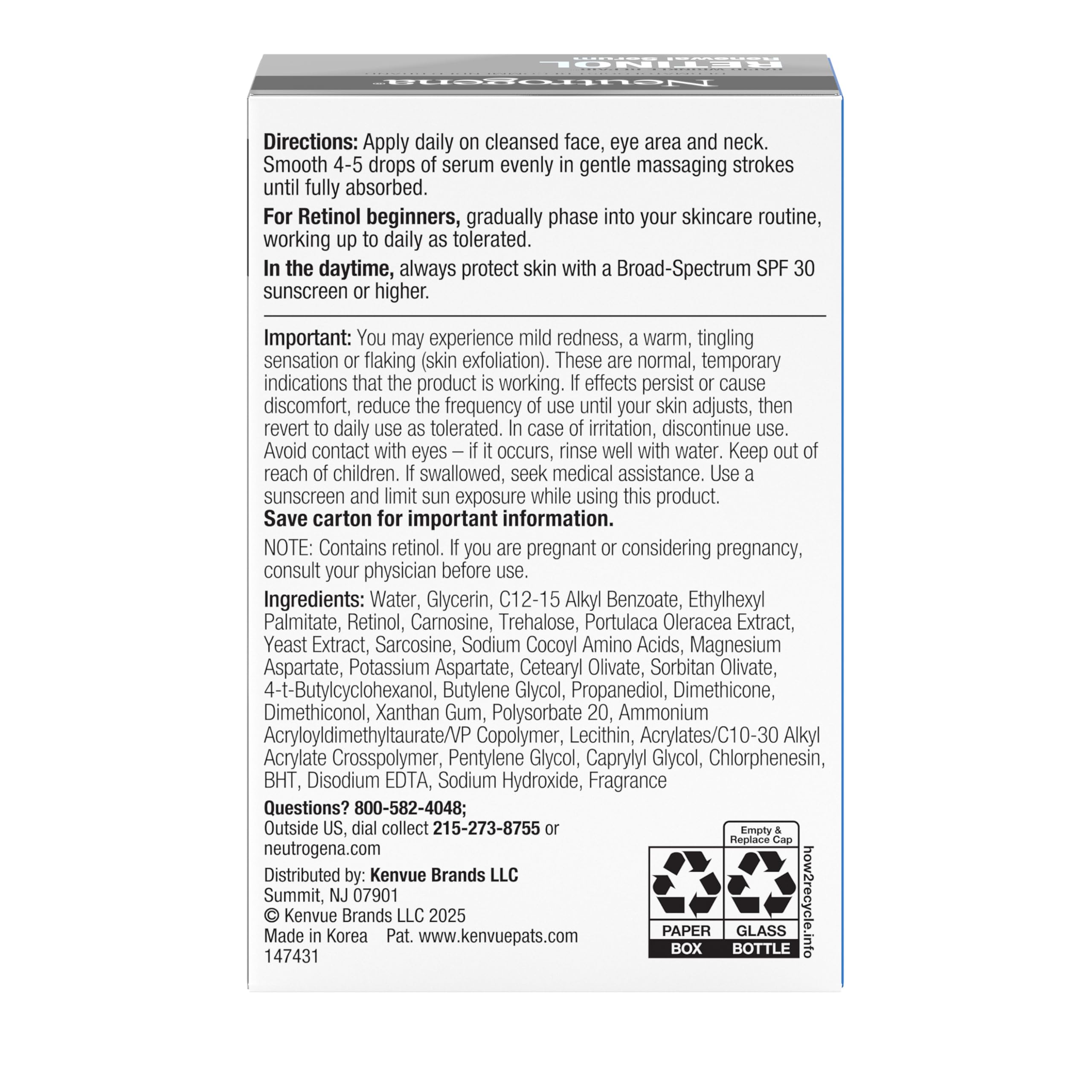 Neutrogena Rapid Wrinkle Repair Serum after-use glow and refined pores