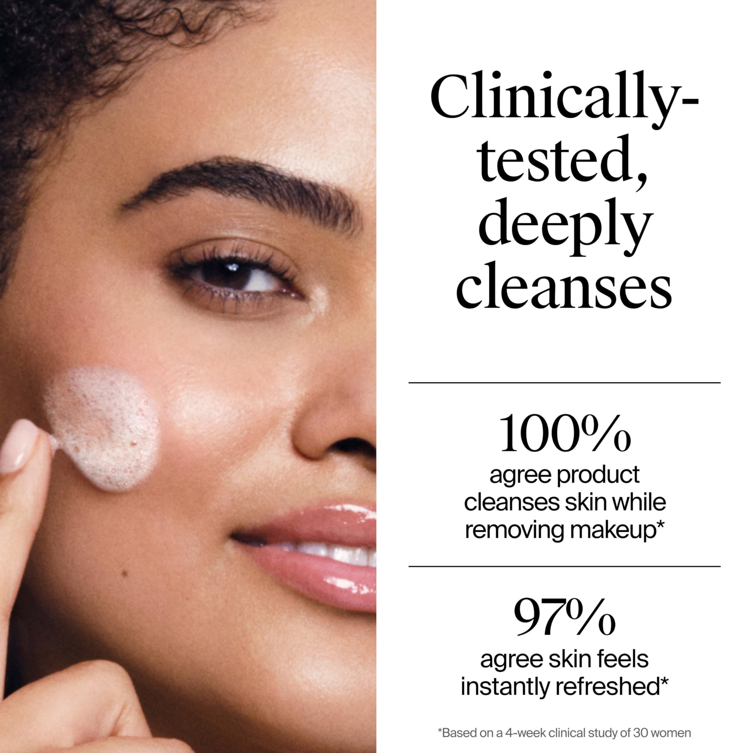 Neutrogena Fresh Foaming Cleanser soap-free ophthalmologist-tested formula rinses clean.