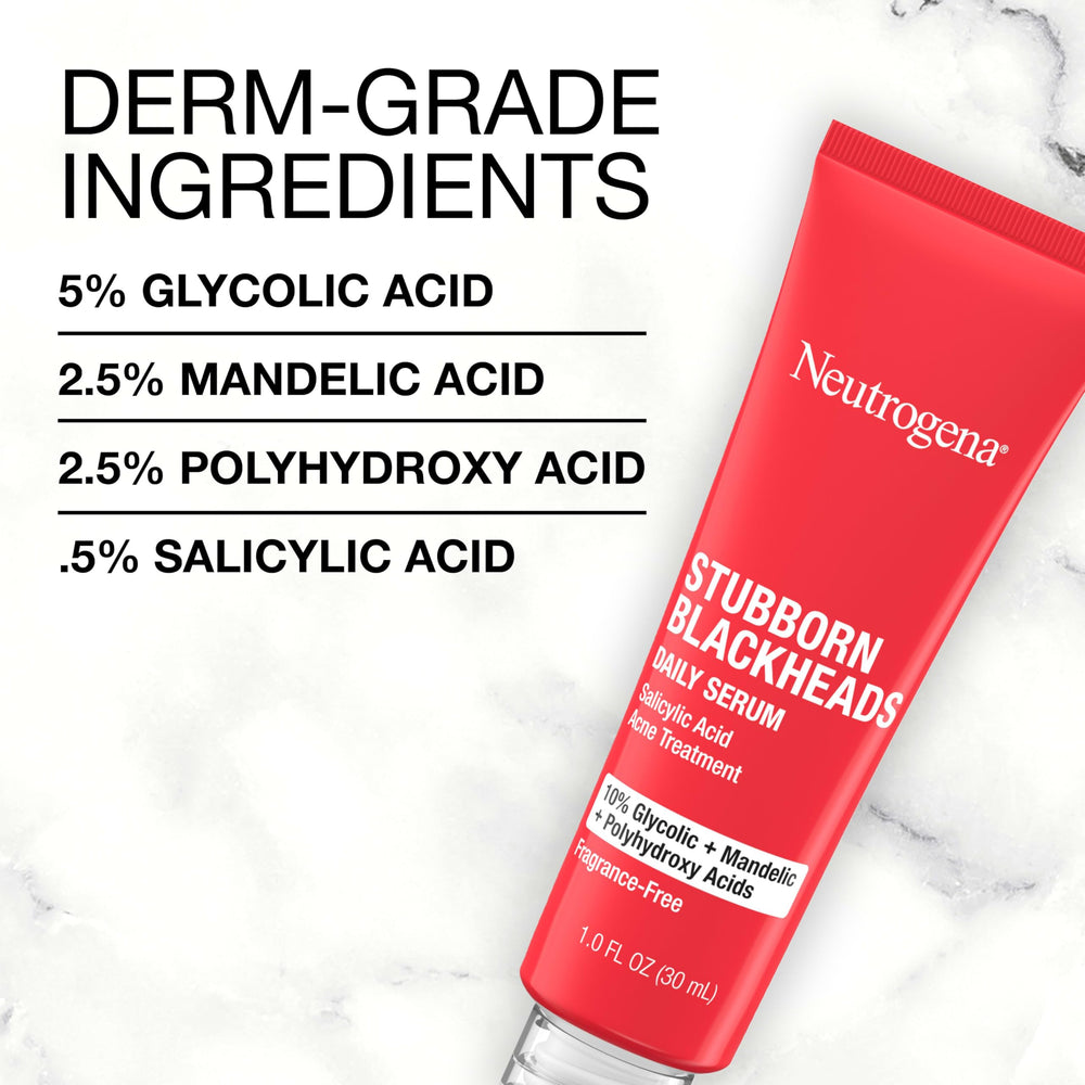 Neutrogena Stubborn Blackheads serum box packaging with brand logo.