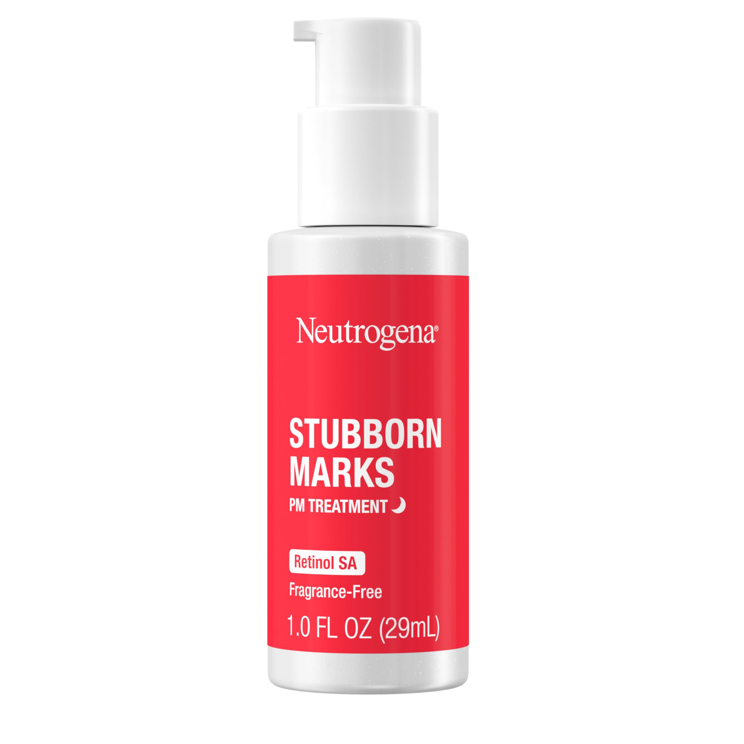 Product packaging front of Neutrogena Stubborn Marks PM Treatment.