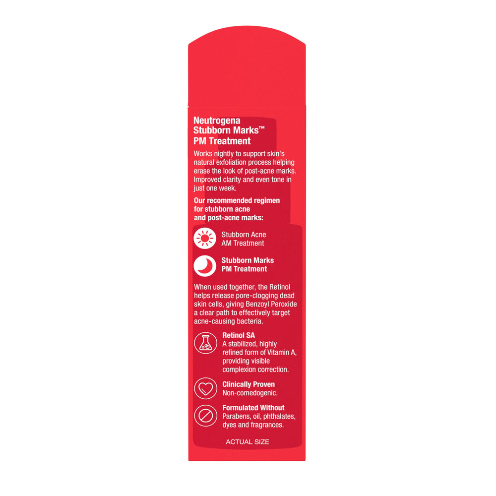 1 oz Neutrogena Stubborn Marks PM Treatment bottle designed for daily night use.