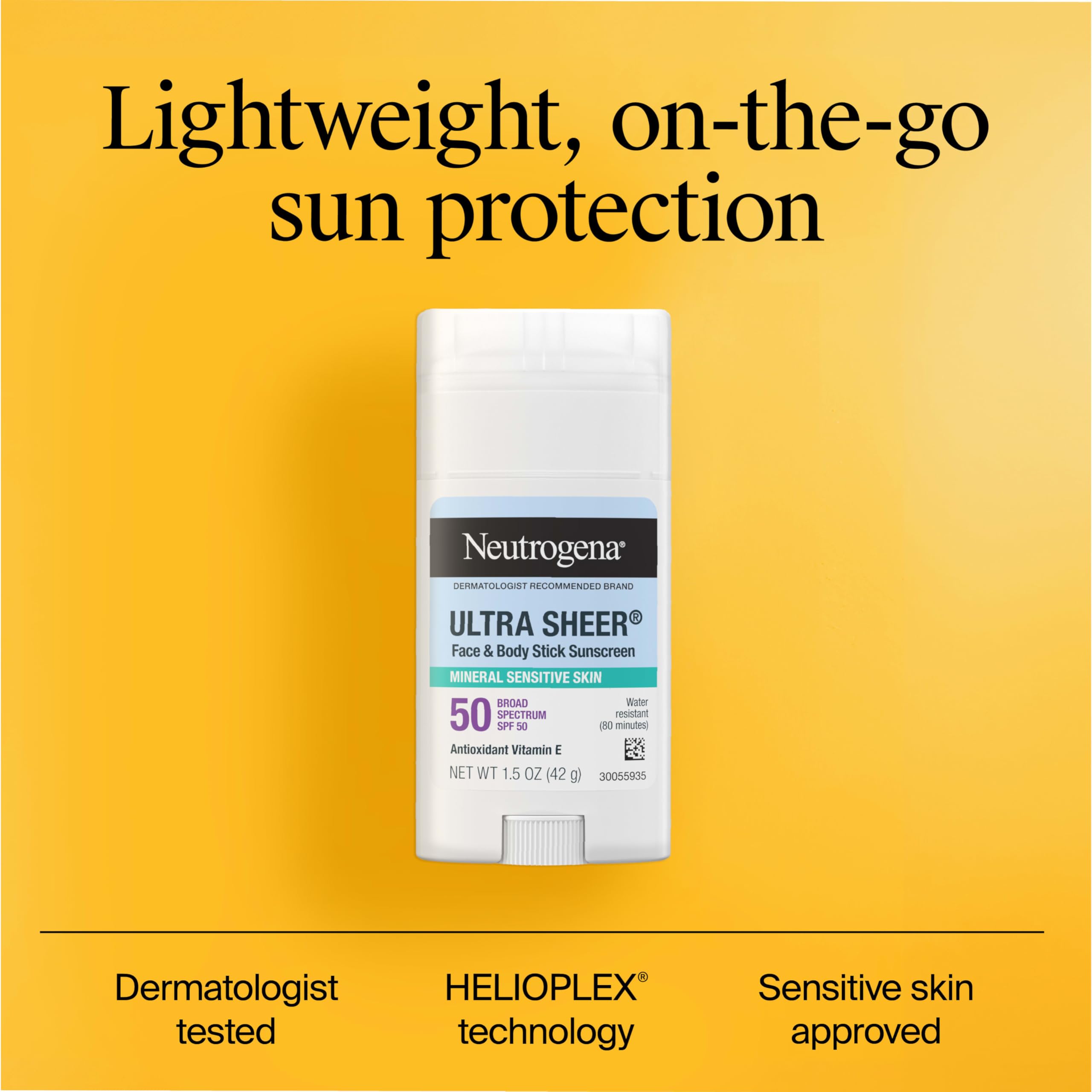 Neutrogena dry-touch finish across skin for comfortable wear.