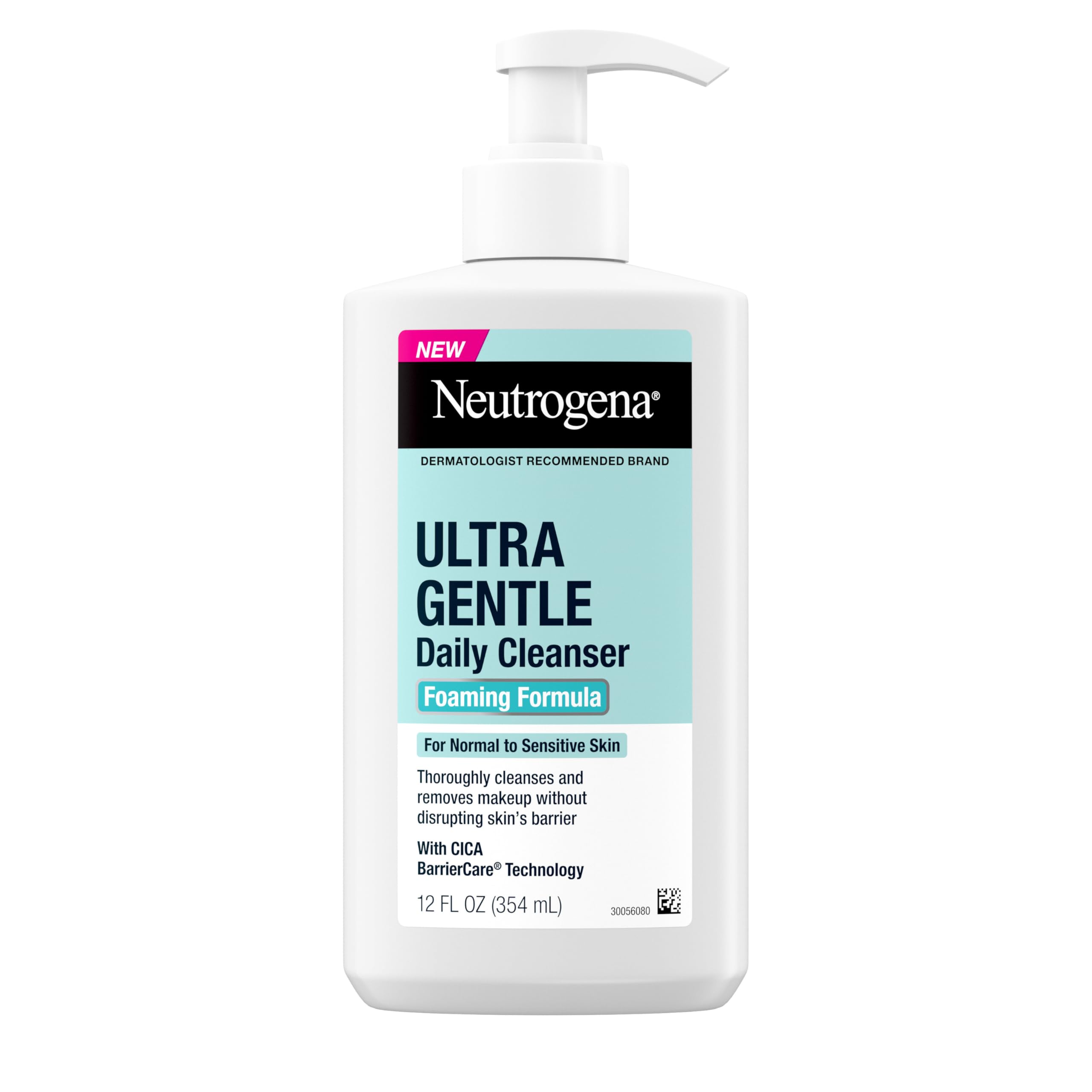 Neutrogena Ultra Gentle Foaming Cleanser bottle with pump for daily cleansing.