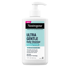 Neutrogena Ultra Gentle Foaming Cleanser bottle with pump for daily cleansing.