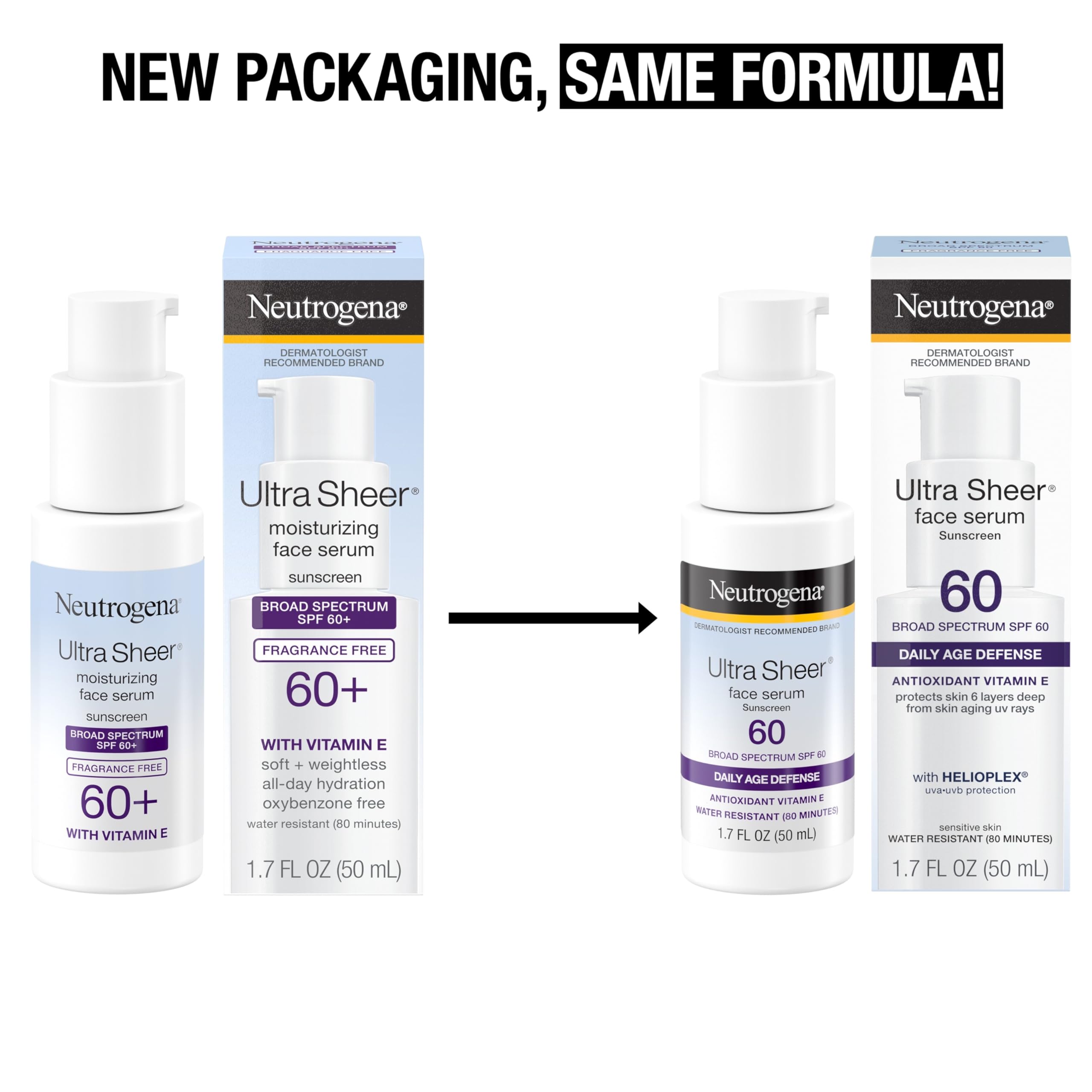 Neutrogena Ultra Sheer sunscreen with serum-like texture absorbed quickly