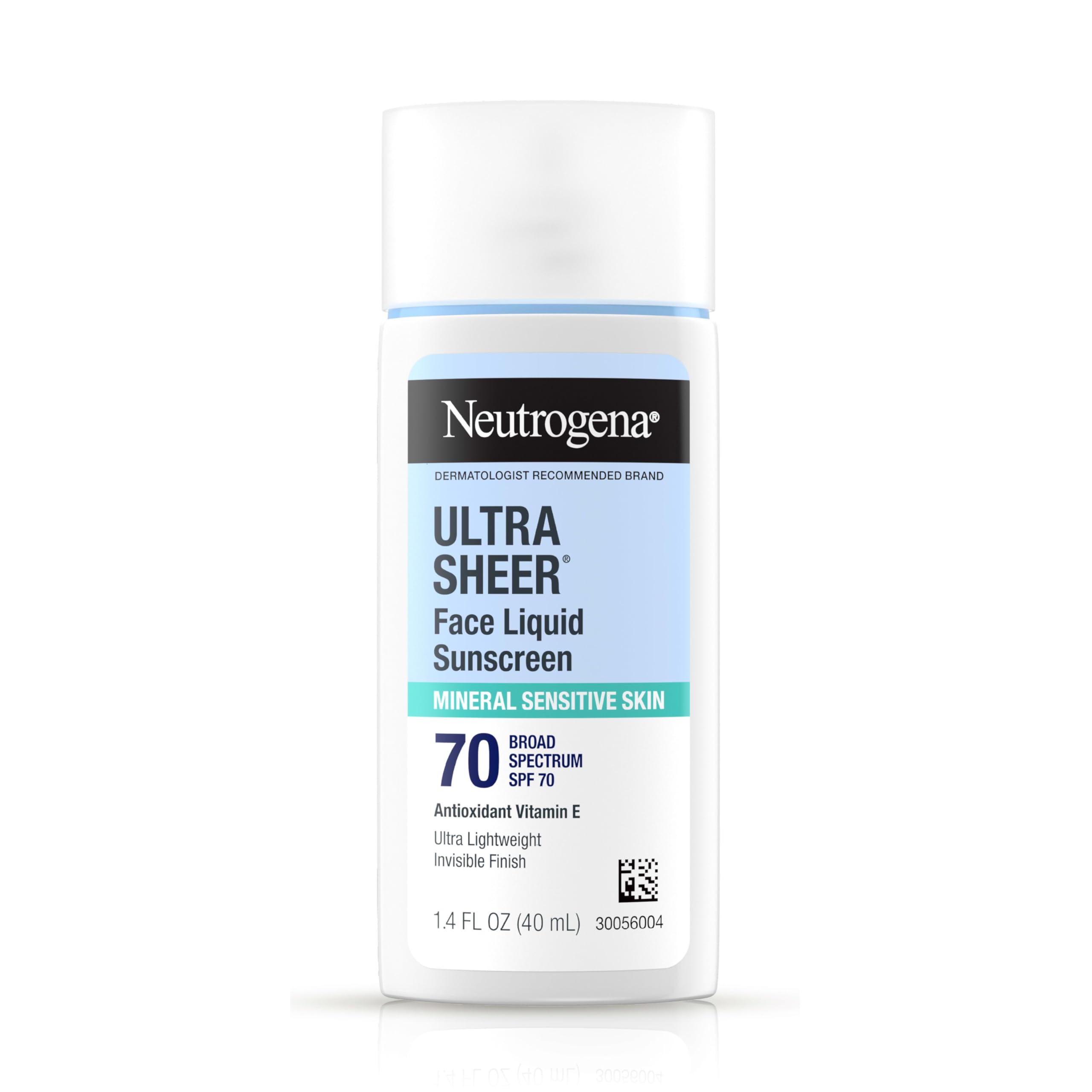 Neutrogena Ultra Sheer Mineral sunscreen bottle shows SPF 70 protection for daily use