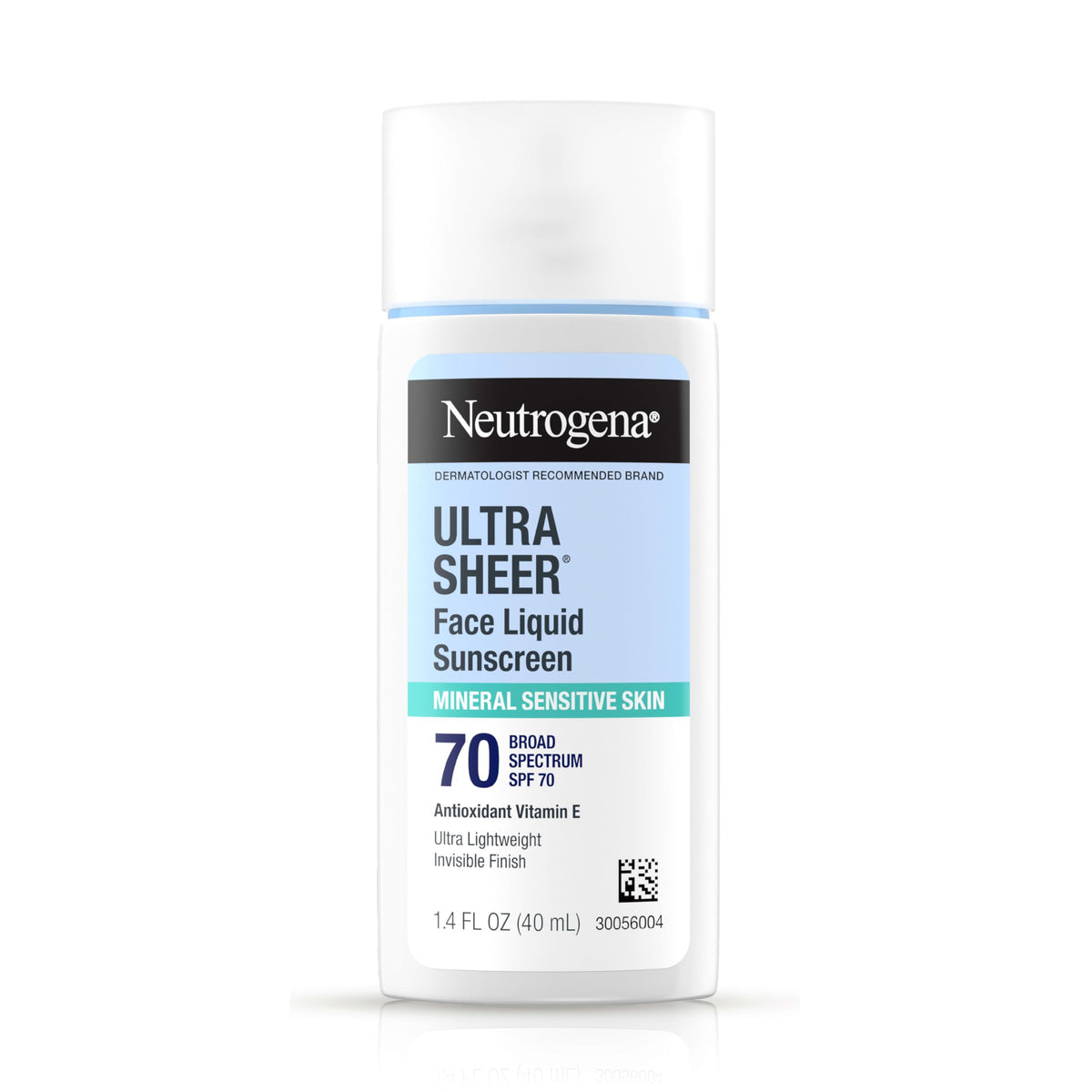 Neutrogena Ultra Sheer Mineral sunscreen bottle shows SPF 70 protection for daily use