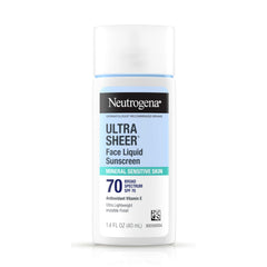 Neutrogena Ultra Sheer Mineral sunscreen bottle shows SPF 70 protection for daily use