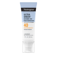 Neutrogena Ultra Sheer SPF 40 invisible gel applied for a clear makeup-ready base.