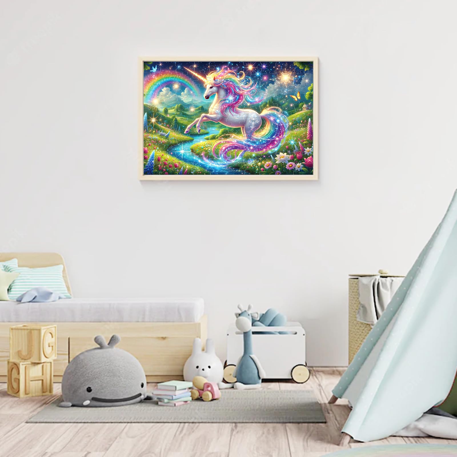 NeveSono rainbow unicorn puzzle being enjoyed by kids promotes screen-free family fun