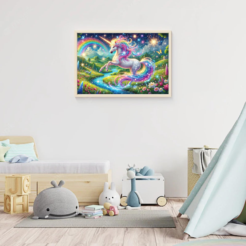 NeveSono rainbow unicorn puzzle being enjoyed by kids promotes screen-free family fun