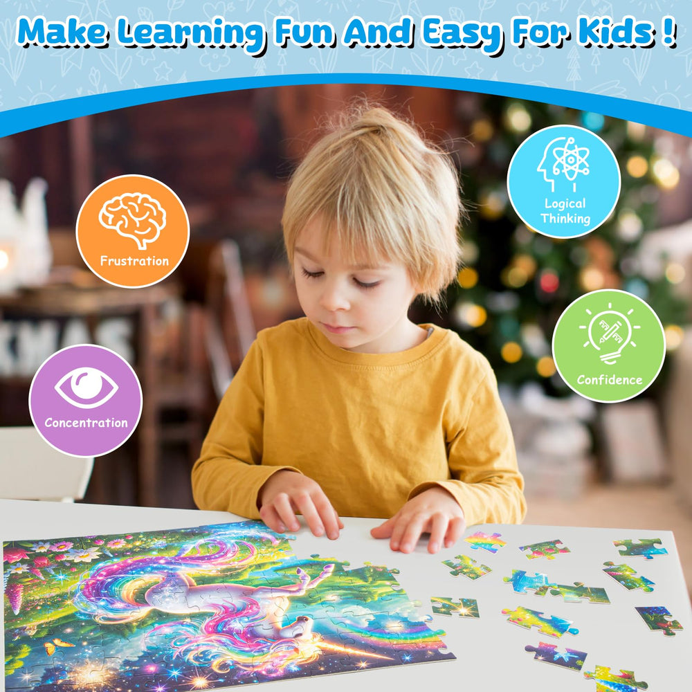 NeveSono rainbow unicorn puzzle pieces in vibrant colors support hand-eye coordination during play