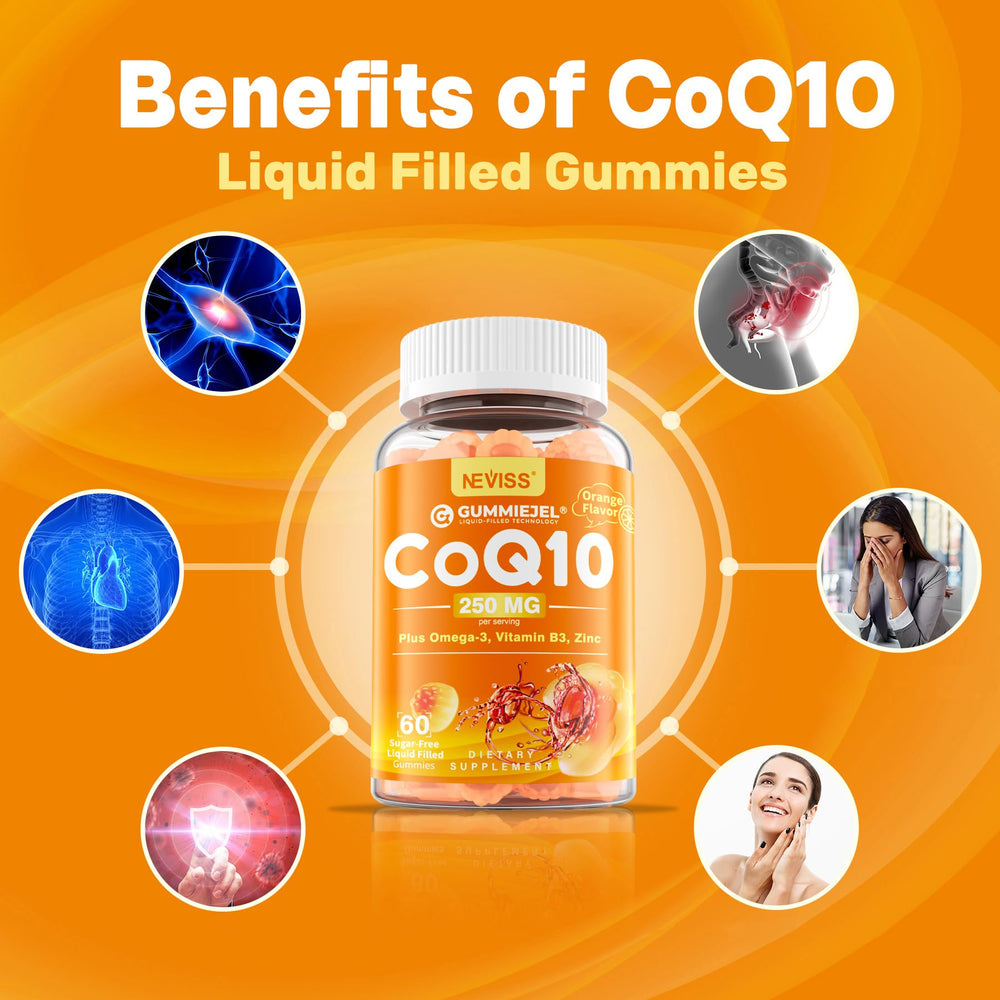 NEVISS CoQ10 gummies featuring EPA and DHA for balanced wellness support