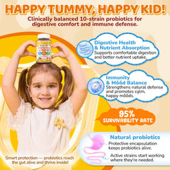 NEVISS Kids Probiotic Gummies ingredients panel highlighting organic inulin and fiber
