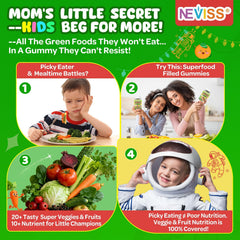 A child enjoying NEVISS gummies as a tasty nutrient boost.