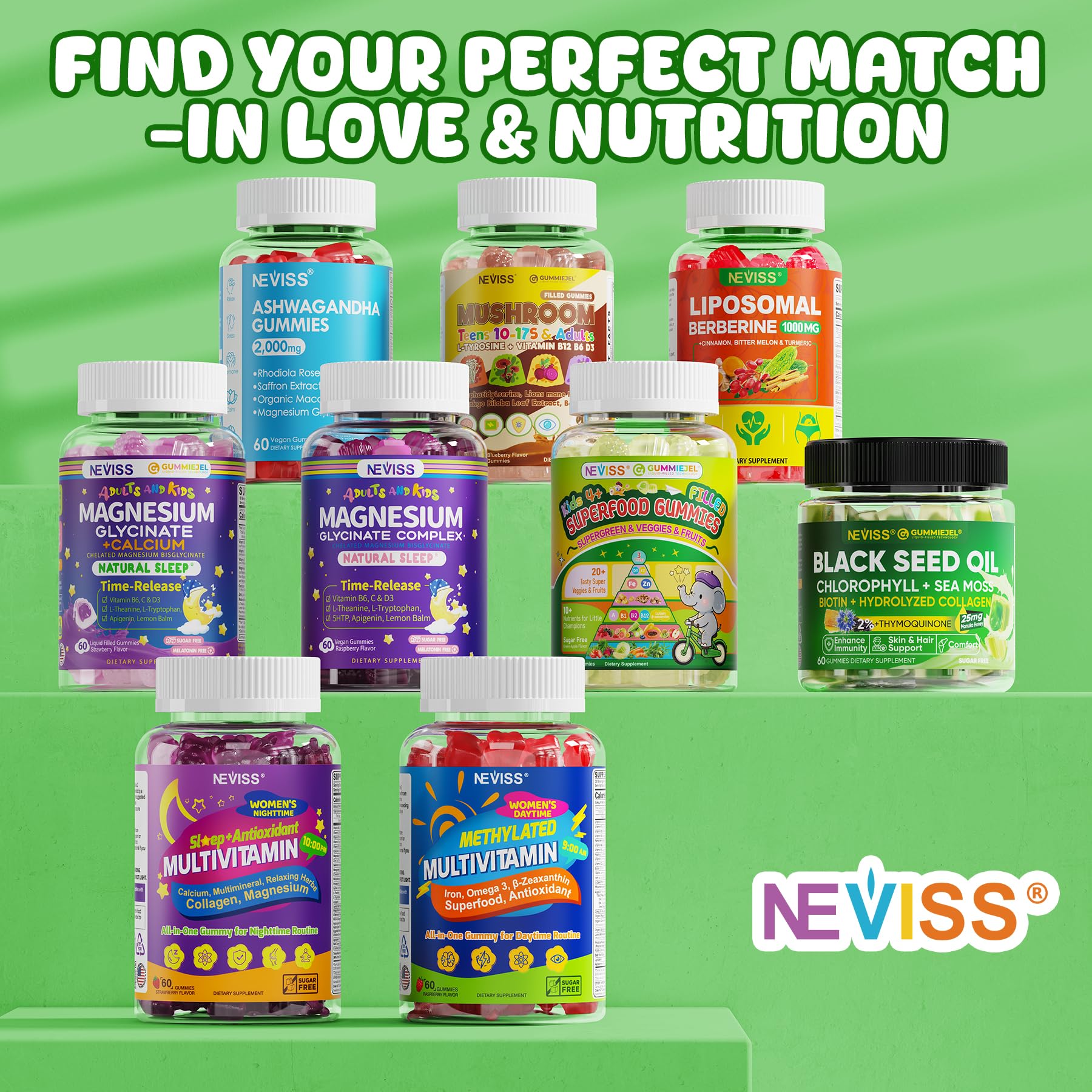 Sugar-free filling emphasis in NEVISS gummies.