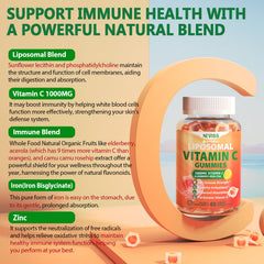 NEVISS liposomal vitamin C gummies with elderberry for daily immune support.