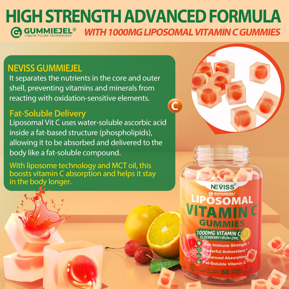 Bright orange flavor enhances routine vitamin C intake with NEVISS gummies.