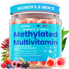 NEVISS Methylated Multivitamin bottle pour for daily wellness support