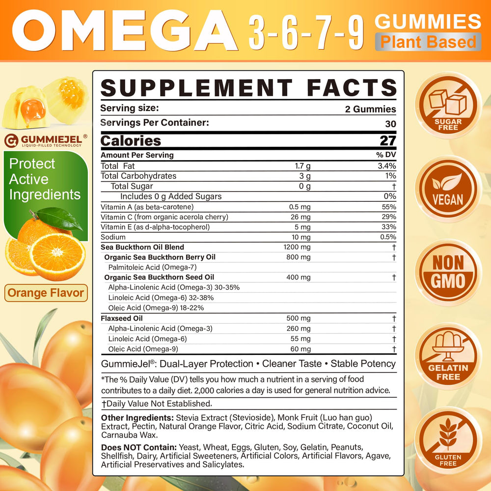 NEVISS Omega gummies closeup with orange flavor and smooth texture
