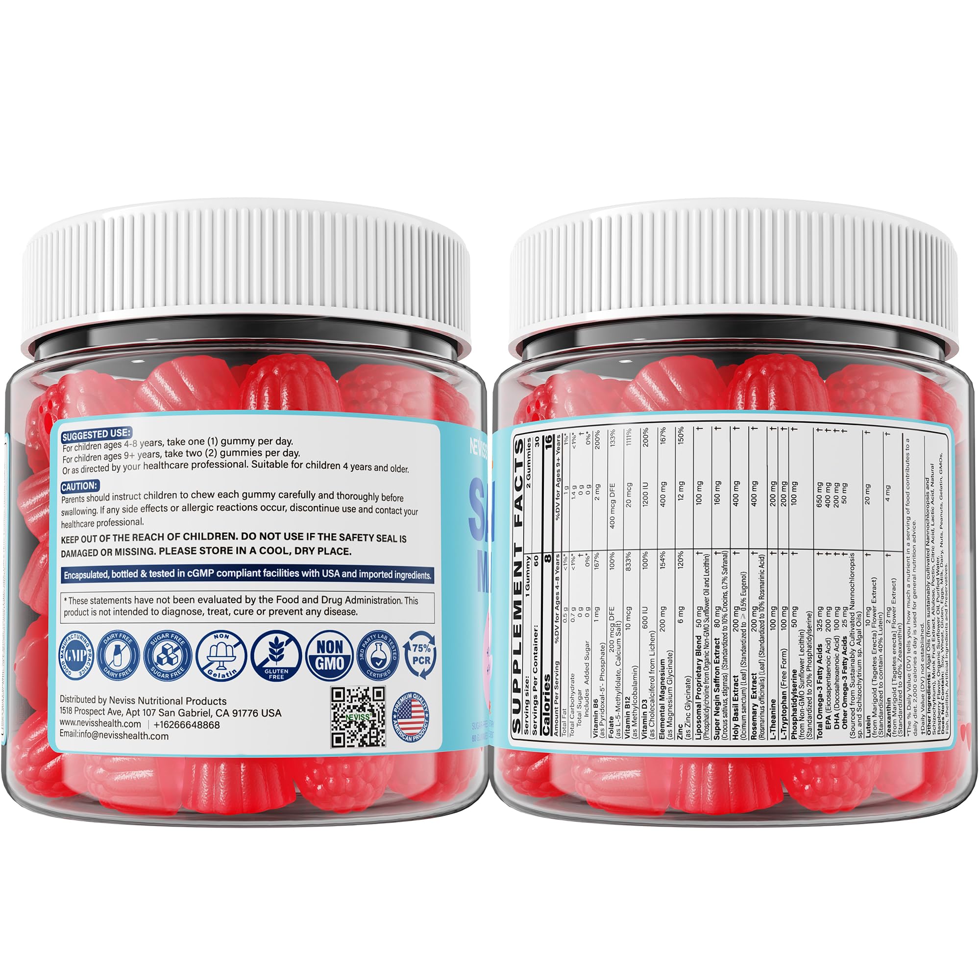 NEVISS gummies symbol for brain and eye health appealing to parents