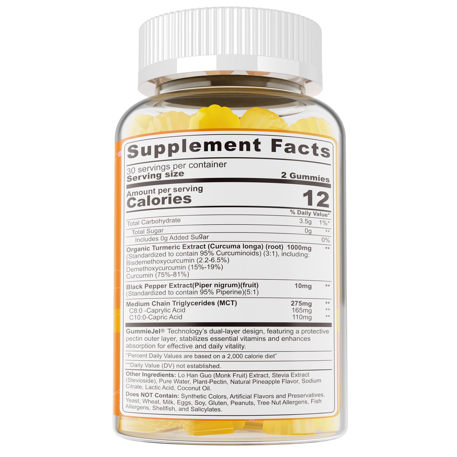 NEVISS Turmeric Gummies cGMP-certified quality badge shown nearby.
