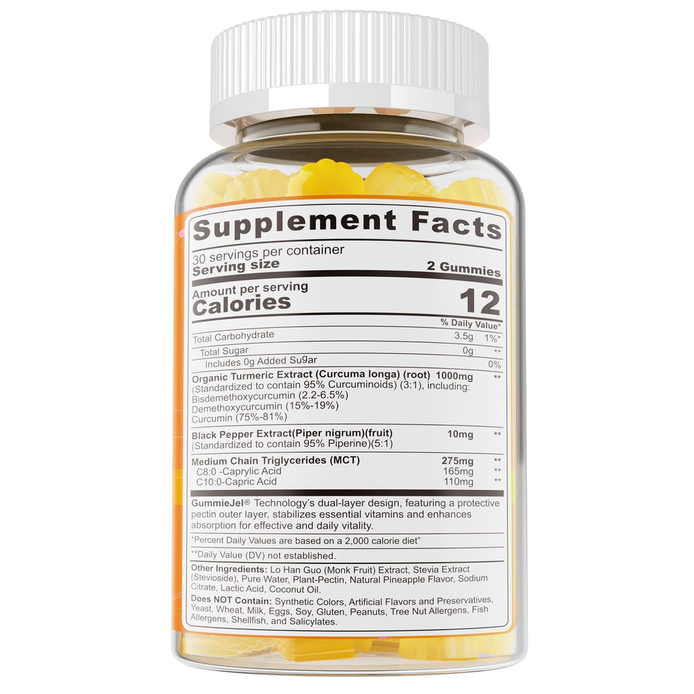 NEVISS Turmeric Gummies cGMP-certified quality badge shown nearby.