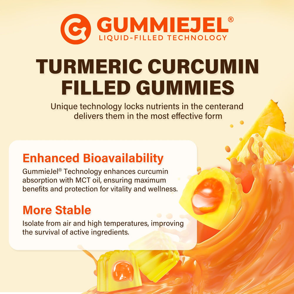 NEVISS Turmeric Gummies MCT oil and black pepper extract visualization enhancing absorption.