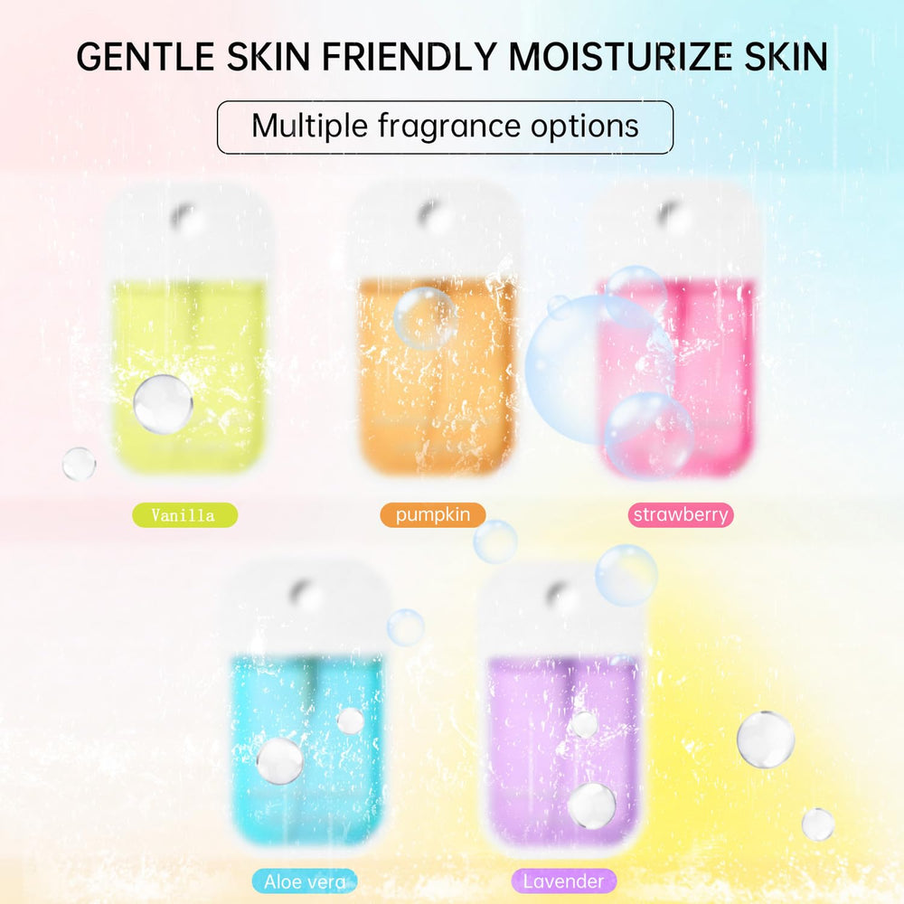 New 5 Pcs Moisturizing Hand Sanitizer Spray nozzle close-up shows easy spray