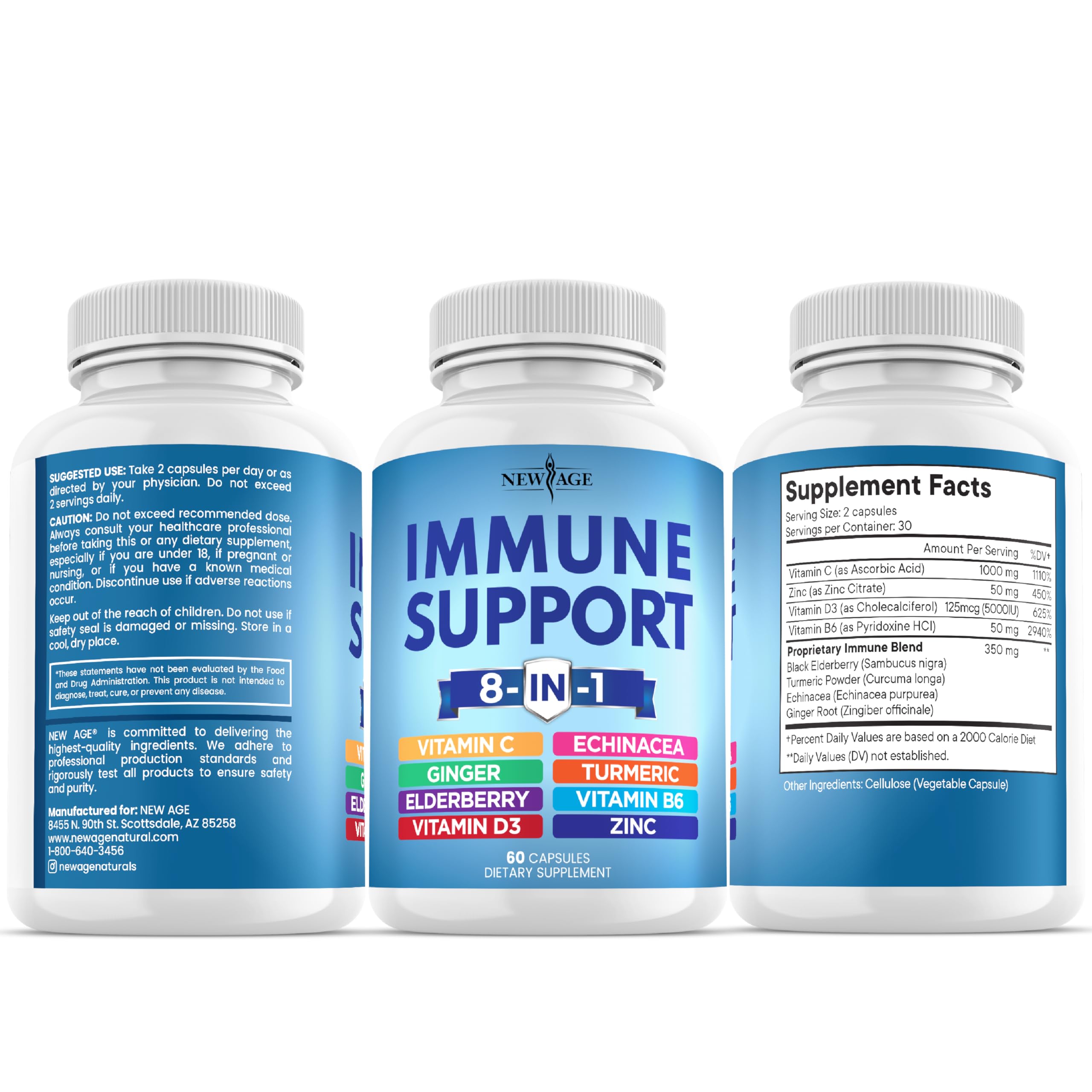 NEW AGE daily-use routine image suggests simple, convenient supplementation.