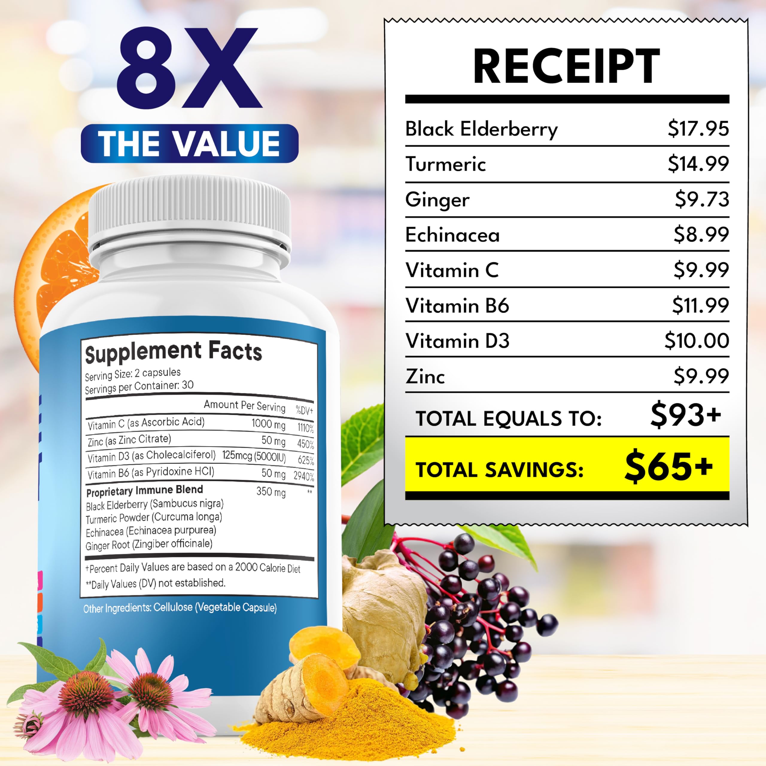NEW AGE vitamin C and D visuals indicate essential nutrient support.