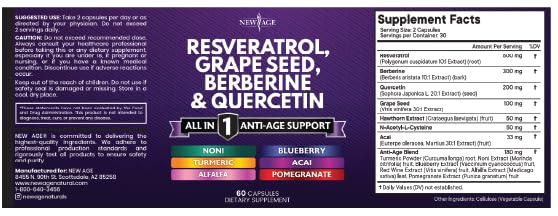 NEW AGE acai capsules bottle close-up for antioxidant variety