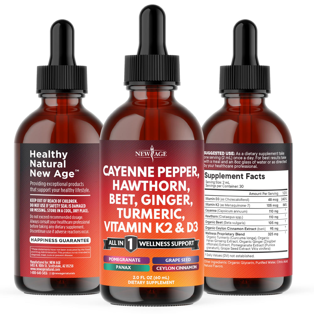 NEW AGE All-in-One Supplement packaging close-up with label details.