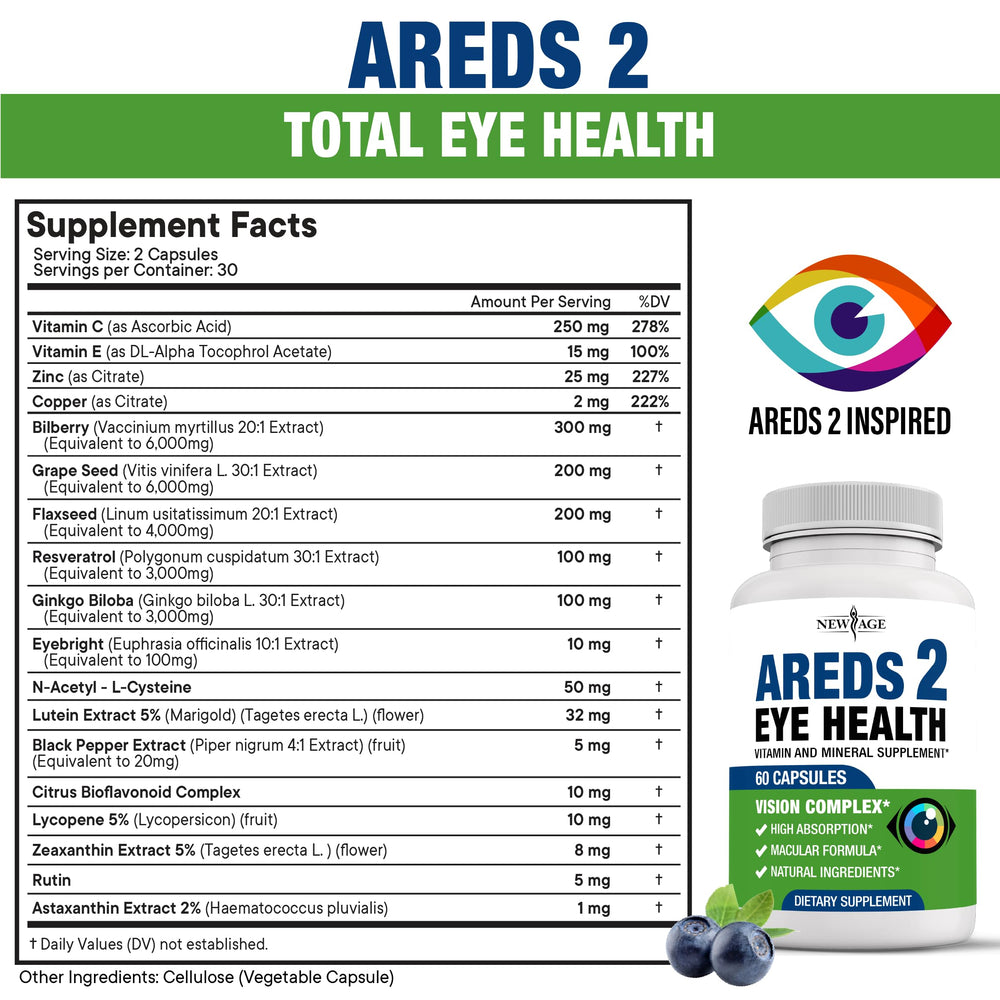 NEW AGE AREDS 2 bottle pour shows easy daily use.