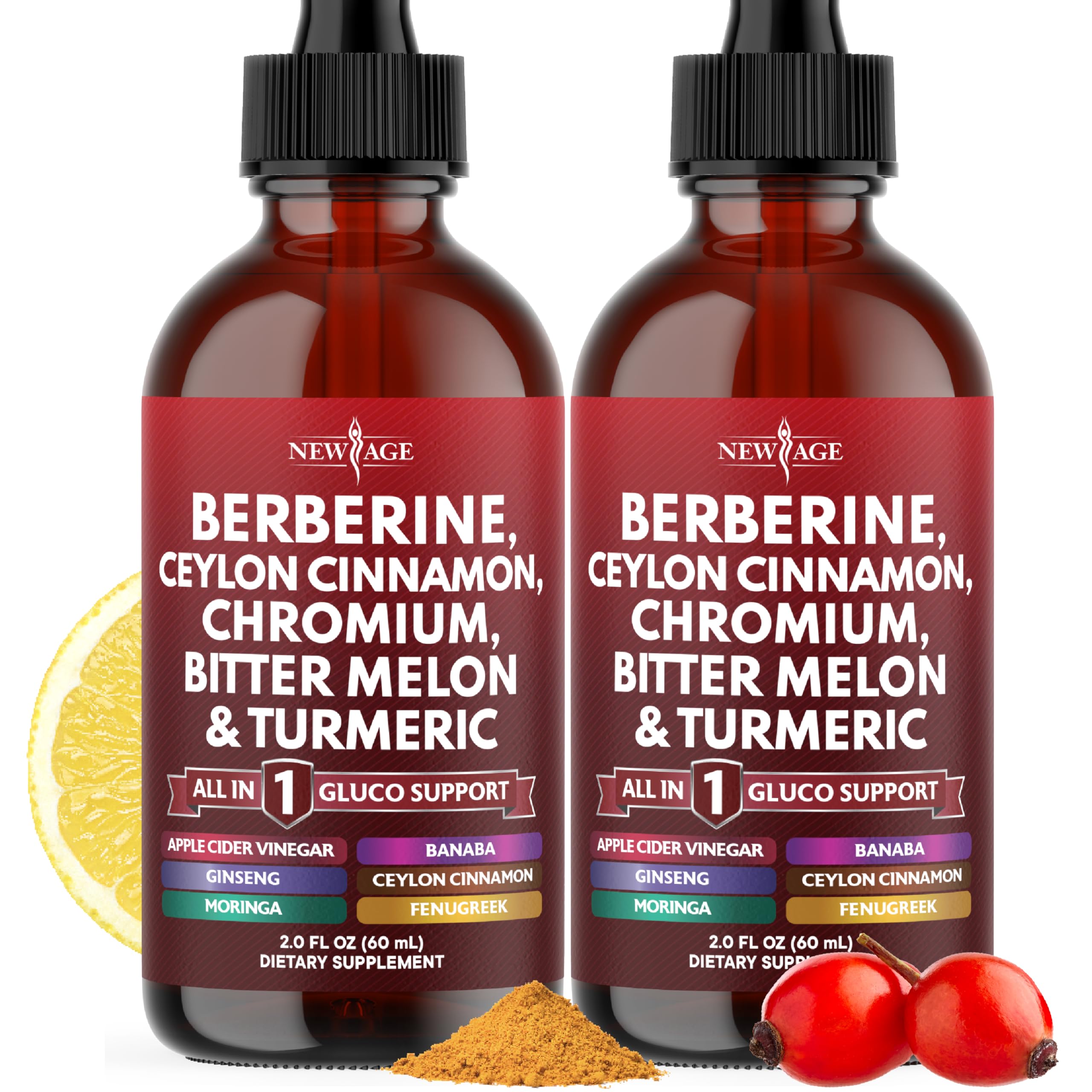 NEW AGE Berberine Cinnamon Drops bottle pour for easy daily dosing
