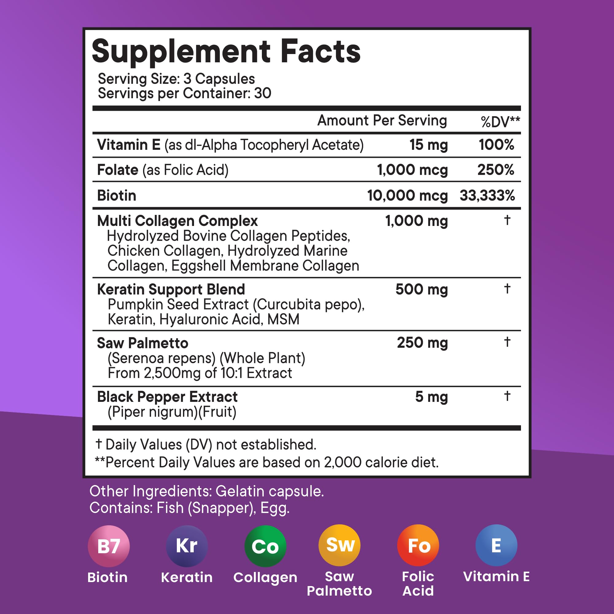 NEW AGE capsules closeup highlighting the biotin-collagen-keratin-hyaluronic-acid blend