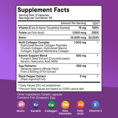 NEW AGE capsules closeup highlighting the biotin-collagen-keratin-hyaluronic-acid blend