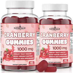 New Age Cranberry Gummies bottle front view showing urinary health support