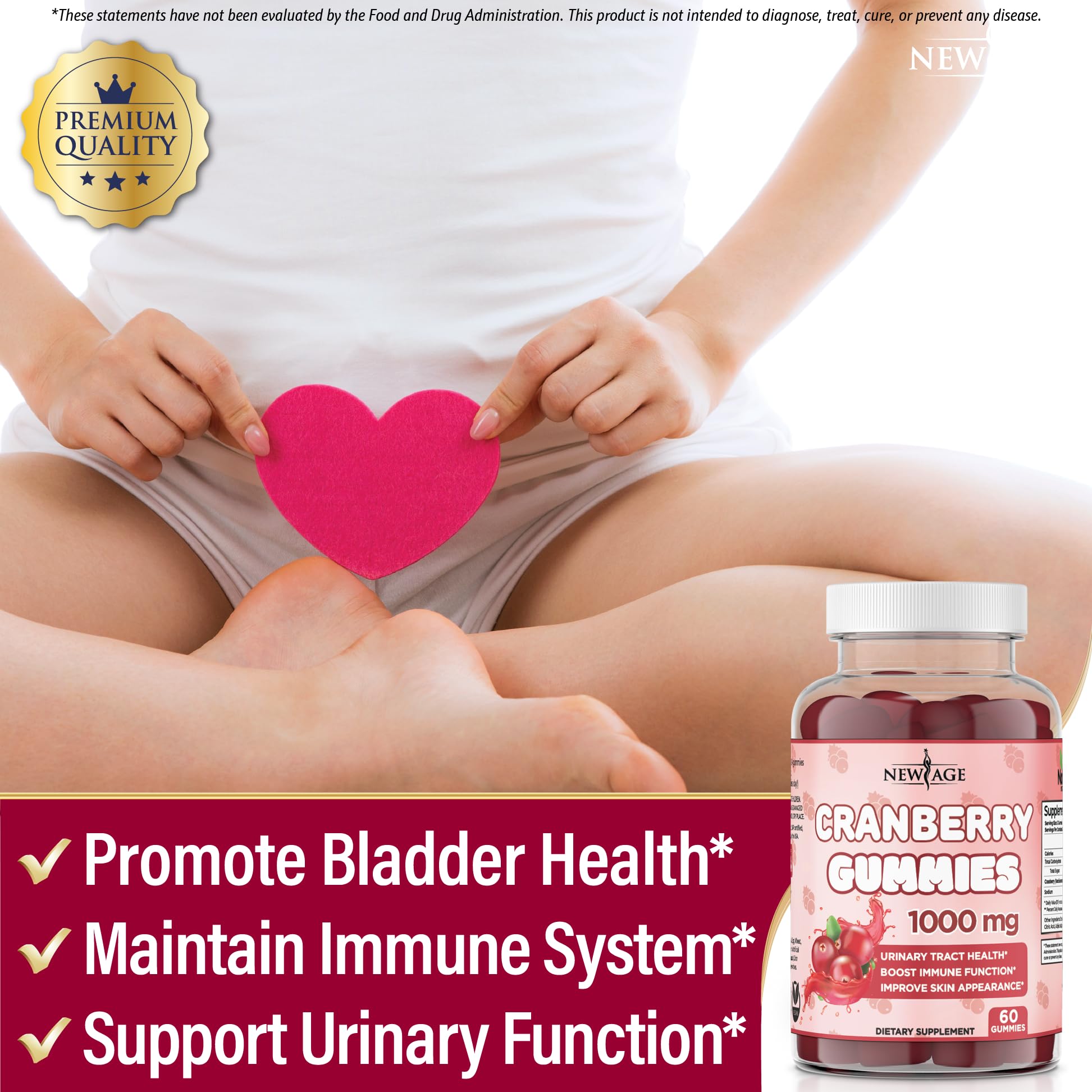New Age Cranberry Gummies ingredients panel reveals whole cranberry extract