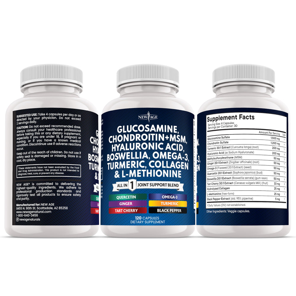 NEW AGE wellness capsules for daily routine and joint mobility support.