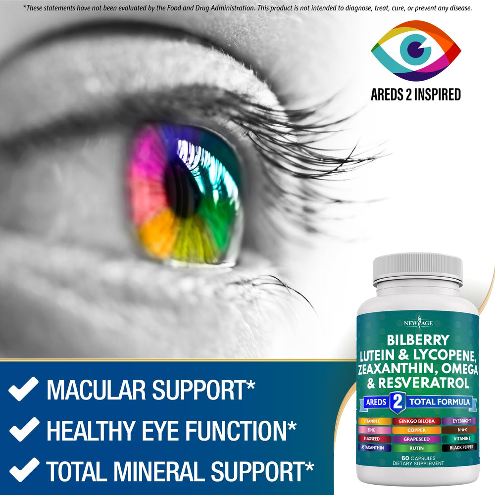 Packaging box of NEW AGE Eye Health Vitamins for eye support